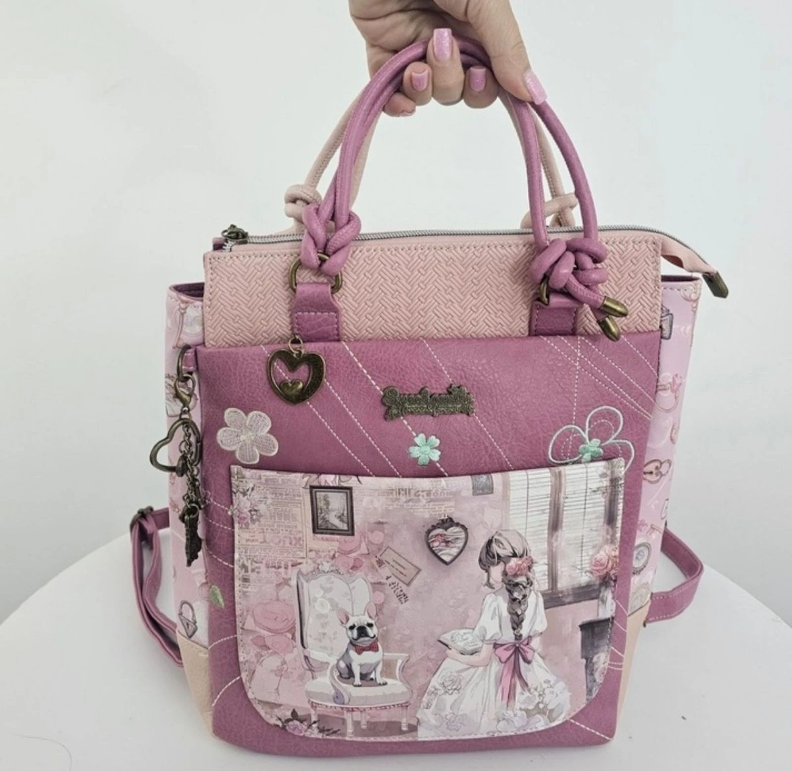 Espectacular bolsa mochila Sweet Candy rosa vintage dressing – photo 2